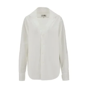 Clearance Poplin shirt with raw-cut neckline Shirts