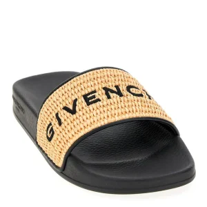 Outlet Raffia slides with logo embroidery Sandals