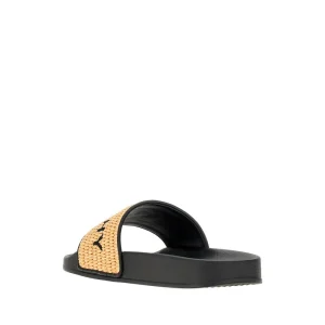 Outlet Raffia slides with logo embroidery Sandals