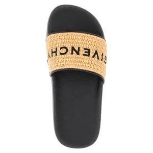 Outlet Raffia slides with logo embroidery Sandals