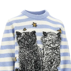 Fashion Recycled wool blend sweater with cats inlay Knitwear
