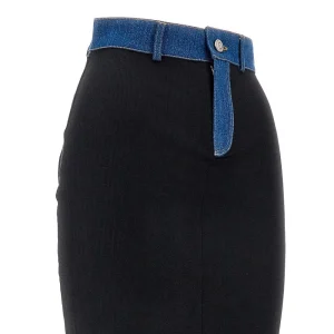 Fashion Ribbed jersey skirt with denim details Skirts