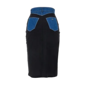 Fashion Ribbed jersey skirt with denim details Skirts