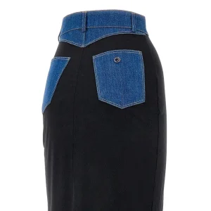 Fashion Ribbed jersey skirt with denim details Skirts