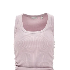 Outlet Ribbed tank top with Check ribbons Tops