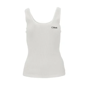 New Ribbed tank top with logo embroidery Tops