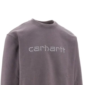 Online Rivet Script' print crewneck sweatshirt Sweatshirts