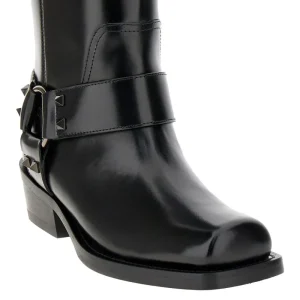 Online Rockstud' leather biker boots Boots And Ankle Boots