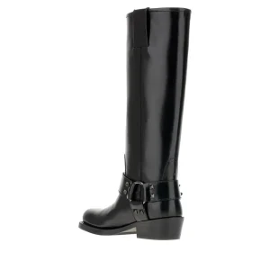 Online Rockstud' leather biker boots Boots And Ankle Boots