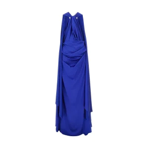 Discount Satin long dress with integrated cape Dresses