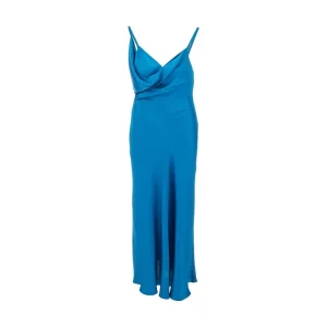 Fashion Satin midi dress with draping Dresses
