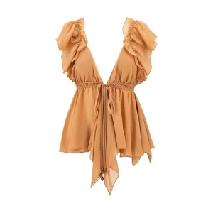 Outlet Silk georgette gathered top Tops