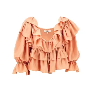 Online Silk ruffled cropped top Shirts