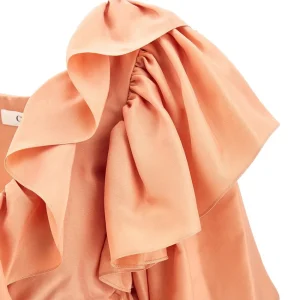 Online Silk ruffled cropped top Shirts