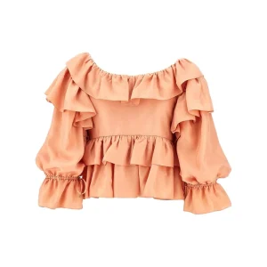 Online Silk ruffled cropped top Shirts