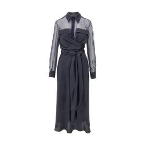 Online Silk satin and chiffon midi dress Dresses