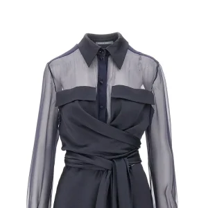 Online Silk satin and chiffon midi dress Dresses