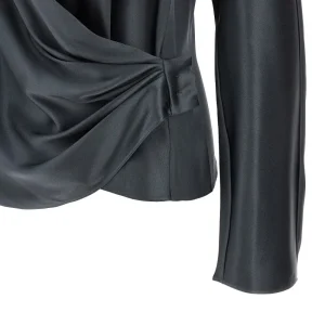 Clearance Silk satin draped blouse Tops