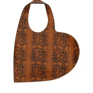 Fashion Snake print leather Heart tote bag Shoulder Bags