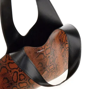 Fashion Snake print leather Heart tote bag Shoulder Bags