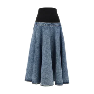Discount Snow Denim skirt with knitted waistband Skirts