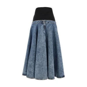 Discount Snow Denim skirt with knitted waistband Skirts