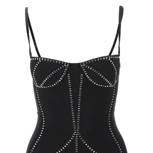 Fashion Strass-embellished sablé mini dress Dresses