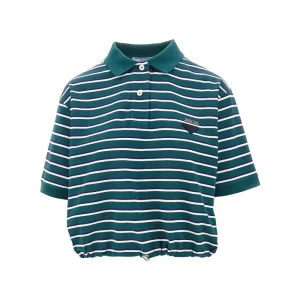Online Striped piquet cropped polo shirt Tops