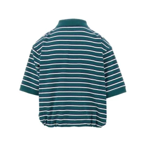 Online Striped piquet cropped polo shirt Tops
