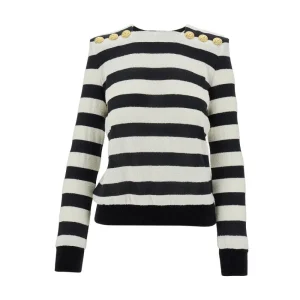 Outlet Striped sweater with padded shoulders Knitwear