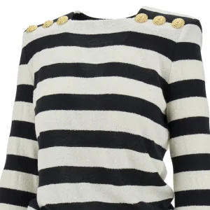 Outlet Striped sweater with padded shoulders Knitwear