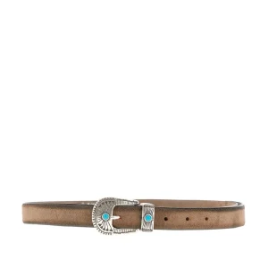 Discount Suede leather belt with embellished buckle Belts