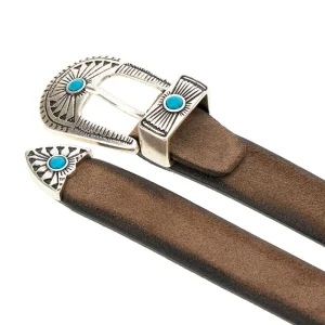 Discount Suede leather belt with embellished buckle Belts