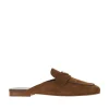 Fashion Suede leather sabot with triangle logo Flat Shoes