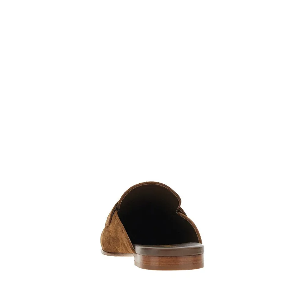 suede_leather_sabot_with__2.webp Fashion Suede leather sabot with triangle logo Flat Shoes