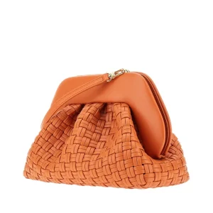 Outlet Tia' micro weaved vegan leather clutch Clutches