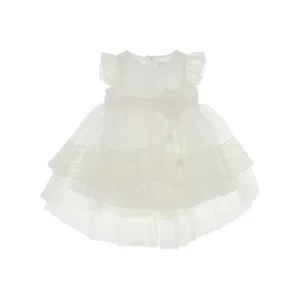 Hot Tulle baby dress with lace and flower brooch Kids Clothing