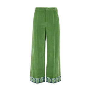 Hot Velvet pants with jacquard trims Pants And Shorts