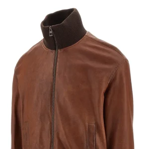 Hot Vintage-effect nappa leather bomber jacket Outerwear