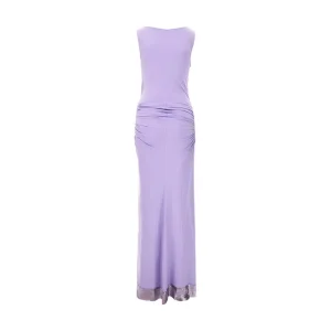 Outlet Viscose long dress with metal mesh details Dresses