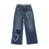 Outlet Wide leg jeans with heart patch Kids Clothing