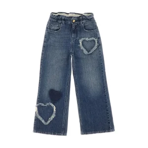 Outlet Wide leg jeans with heart patch Kids Clothing