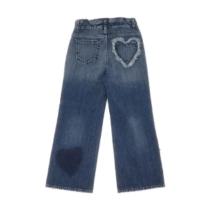 Outlet Wide leg jeans with heart patch Kids Clothing