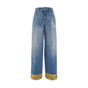 Best Wide-lrg jeans with jacquard hem Jeans