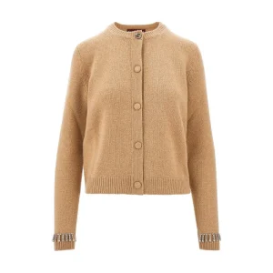 New Wool and cashmere cardigan with crystals trim Knitwear
