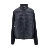 Fashion Wool and padded nylon full-zip cardigan Knitwear