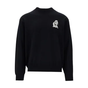 Fashion Wool crewneck sweater with embroidery Knitwear