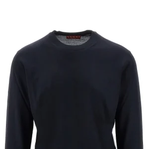 Outlet Wool crewneck sweater with Web motif Knitwear