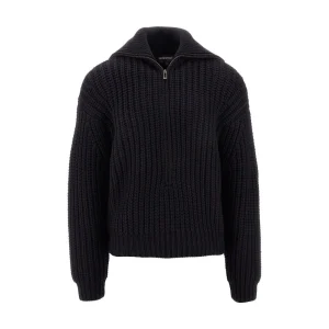 Clearance Wool sweater with zippered oversized neck Knitwear