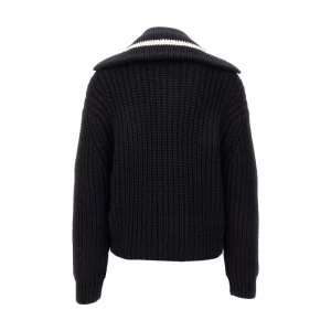 Clearance Wool sweater with zippered oversized neck Knitwear